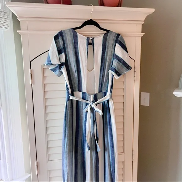 Crystal Sky Medium Blue & White Striped Romper - Picture 5 of 14